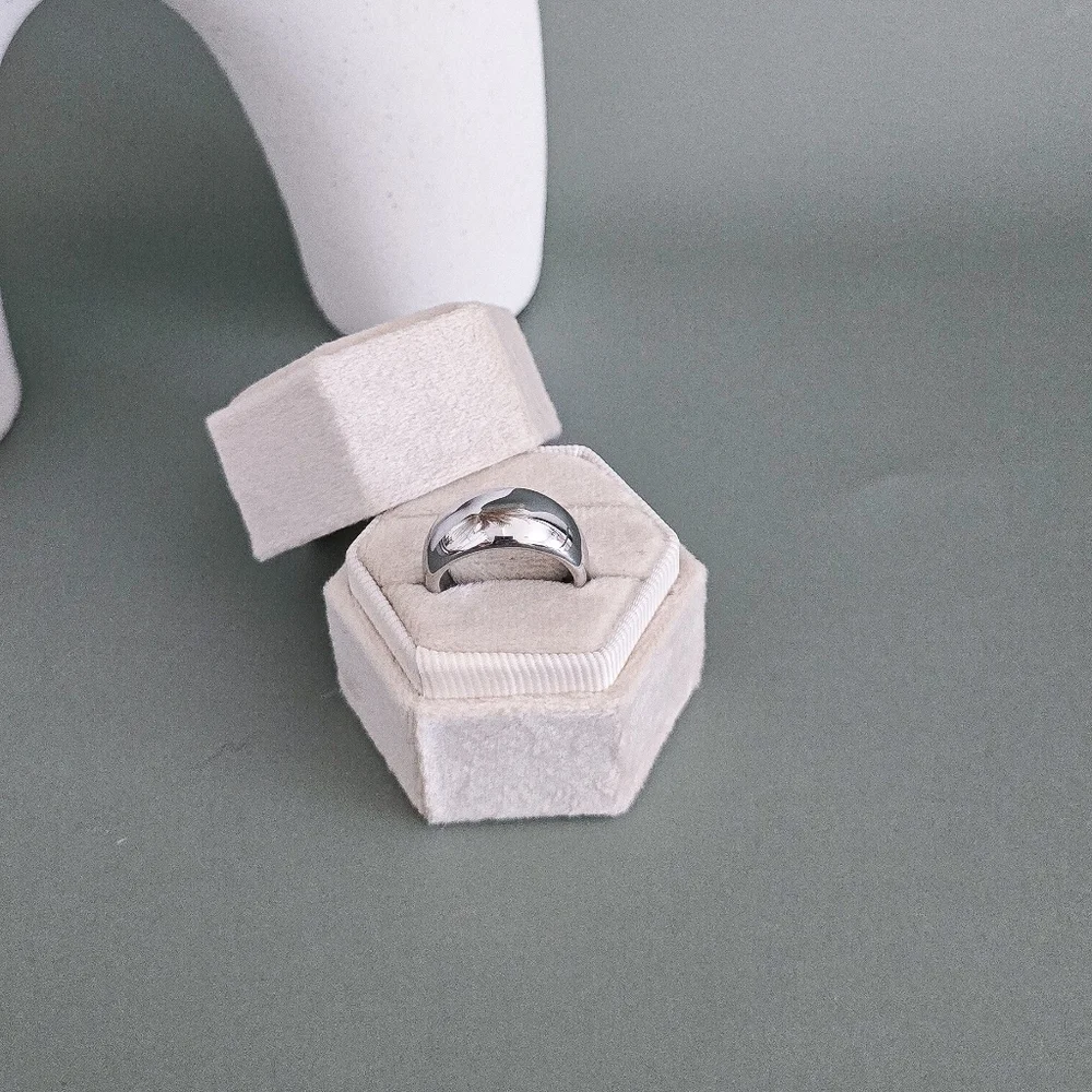 Stainless steel silver tone chunky ring new